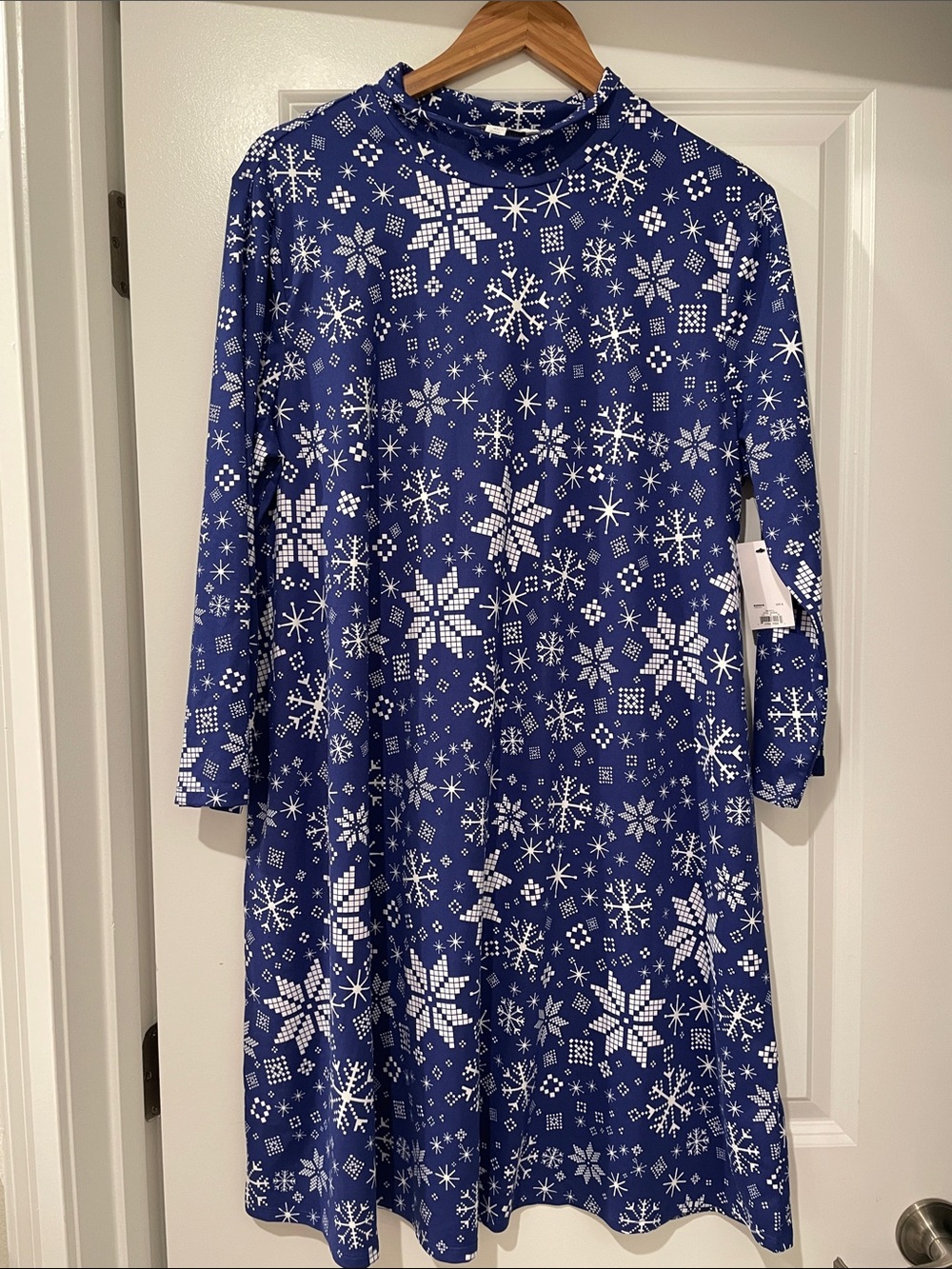 Celebrate together Kohl's Royal Blue Snowflake Print Holiday Dress xl nwt